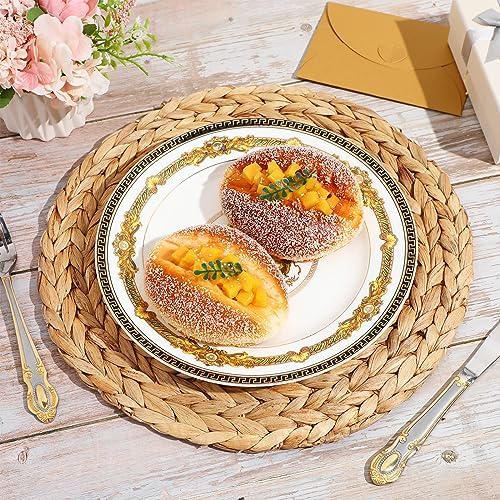 Tanlade 30 Pcs 13.8 Inches Woven Round Placemats, Water Hyacinth Dinner - Image 2