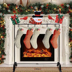 YEAHOME Christmas Stocking Holder Stand, Metal Freestanding Stocking Stand with Snowman Red Bird Xmas Gifts Box, 5 Hooks Stocking Hanger for Christmas Decorations Indoor Home Living Room Fireplace by YEAHOME