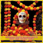 Yunsailing 20 Pcs 5 ft Marigold Day of The Dead Garland for Decorations Diwali Day of The Dead Artificial Marigold Flowers Faux Wedding Decorations for Halloween Home Party(Orange and Yellow) - Image 4