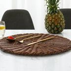 PRETYZOOM 2 pcs Woven Placemat 14.96 inch Round Non Slip Heat Resistant Dining Mat Reusable Wear Resistant Table Mat for Kitchen Table Protection Cups Bowls Plates Home Decor - Image 3