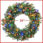 Casafield 30" Pre-Lit Fir Artificial Christmas Wreath Holiday Décor, 100 LED White & Multicolor Lights, 220 PVC Tips for Front Door, Window, or Mantel - Image 5