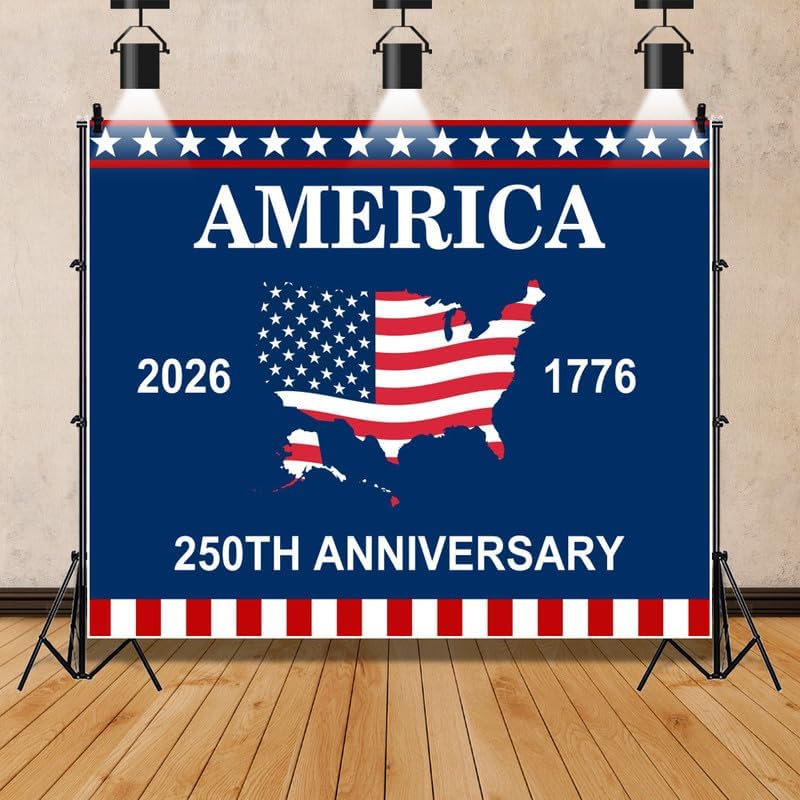 4th of July Backdrop Decorations 250th Anniversary USA Flag Patriotic Backdrop 12x10ft Banner Independence Day Photography Background Theme Party Decorations Supplies Photo Studio Props - Image 2