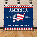 4th of July Backdrop Decorations 250th Anniversary USA Flag Patriotic Backdrop 8x8ft Banner Independence Day Photography Background Theme Party Decorations Supplies Photo Studio Props - Image 2