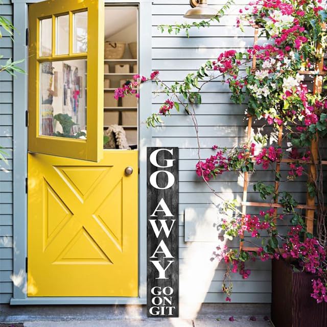 SRongmao Go away Go On Git Sign For Front Door Porch Standing Farmhouse Unwelcome Sign Wall Decor For Home Yard Garden Entry 8x48inch - Image 2