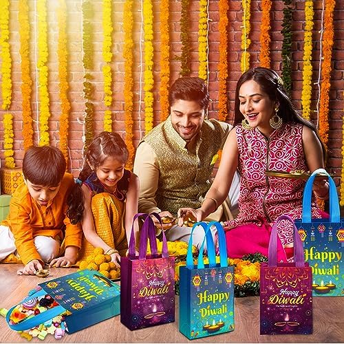 Windyun 48 Pcs Diwali Gift Bags Non Woven Handles Festival of Lights Party - Image 3