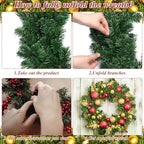 Hotop 4 Pcs Artificial Christmas Wreath for Front Door, 12 Inch, 14 Inch - Image 3