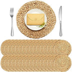 Tanlade 30 Pcs 13.8 Inches Woven Round Placemats, Water Hyacinth Dinner by Tanlade