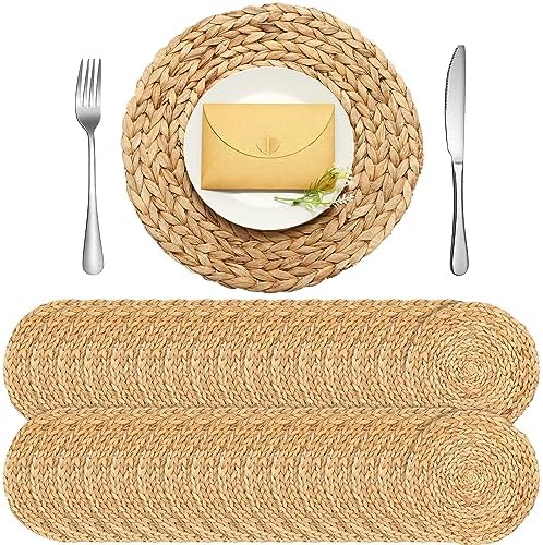 Tanlade 30 Pcs 13.8 Inches Woven Round Placemats, Water Hyacinth Dinner by Tanlade