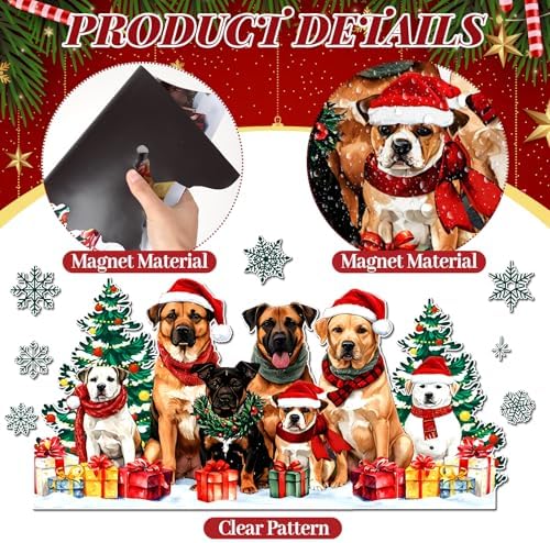 Christmas Garage Door Decorations Magnets Merry Christmas Dogs Garage Door Magnet Stickers with Cute Dogs Snowflake Fridge Stickers Decals for Xmas Party Winter Holiday Metal Door Car Refrigerator - Image 4