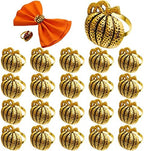 Mimorou 20 Pcs Thanksgiving Pumpkin Napkin Rings Gold Fall Napkin Holders by Mimorou