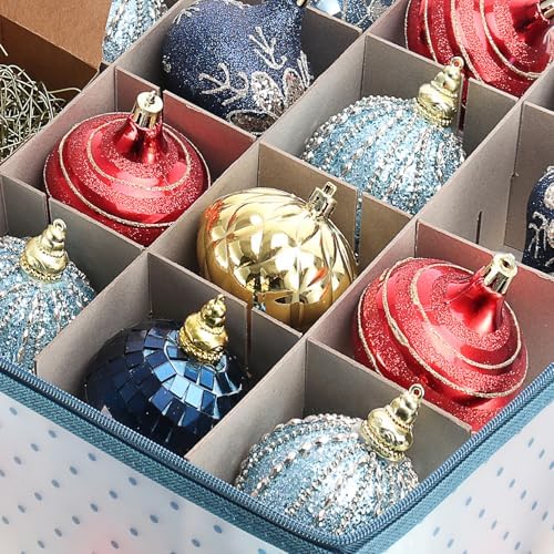 Hearth & Harbor Christmas Ornament Storage Box With 4 Inner Tray Dividers - Plastic Ornament Storage Container For 64 Holiday Ornaments or Decorations - Image 5