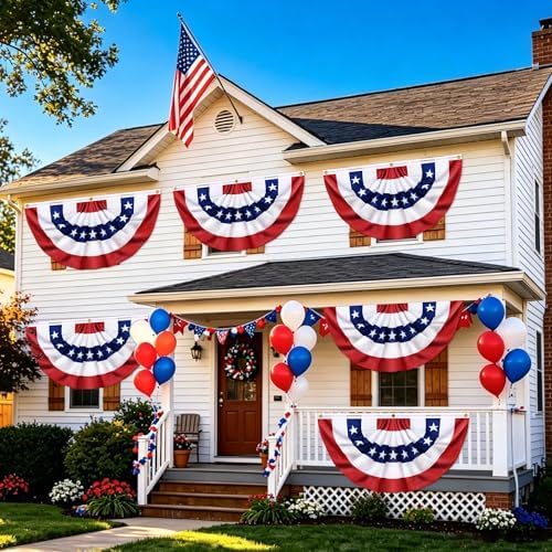 6 Pack 3x6 Ft USA Patriotic Pleated Fan Flag, American Bunting Half Fan Banner for Outdoor Decor, Red White and Blue Decorations for 4th of July, Memorial Day, Independence Day - Image 6
