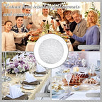 Sieral 24 Packs Round Placemats 15 Inch Hollow Out Pressed Vinyl,Silver - Image 7
