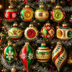 12 Pcs Vintage Glass Christmas Ornament Reflector Decor, Classic by Wavyknot