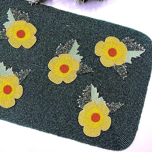Enliven Handmade Beaded Table Runner, 13x36 Inches Lightweight Decorative Table Runner, Perfect for Dining/Wedding/Party/Everyday Use & Easy to Clean, Elegant Floral Beaded Runner - Image 2