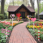 6 Pcs 14.6" Valentine's Day Metal Yard Stakes Large Metal Heart Garden Stakes Red Pink Planter Sign for Valentines Day Flower Pot Porch Patio Walkway Lawn Outdoor Decoration - Image 2