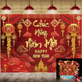 2026 Happy Vietnamese New Year Backdrop 8x6FT Vietnamese Lunar New Year Photography Background 2026 TET Decorations Kids Family Photoshoot Studio Props by CINRAY