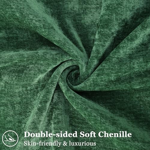 decorUhome Chenille Green Velvet Throw Pillow Covers 24x24 Set of 2 - Image 2