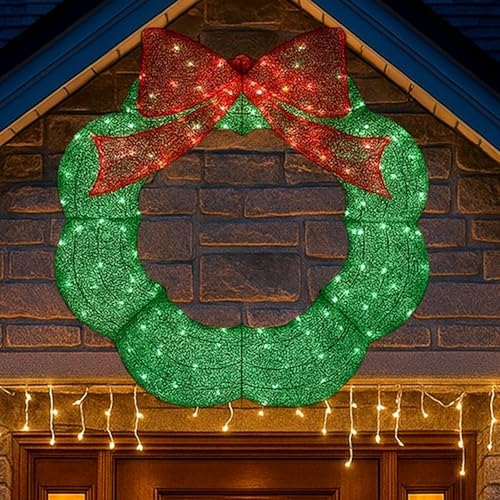Baquler 36 Inch Lighted Christmas Wreath Outdoor Decoration by Baquler