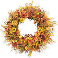 JINGHONG 28 Inch Large Fall Wreaths for Front Door Artificial Fall Wreath Floral Autumn Wreath with Colorful Daisies Fall Foliage for Indoor Outside Door Harvest Festival Thanksgiving Day Celebration by JINGHONG