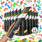 JAPJA Biodegradable Confetti Streamer Cannons, Multicolor, 16in, 12-Pack by JAPJA
