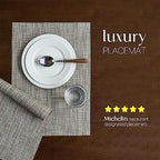 LEXMORE PlaceMats Set of 12 Vinyl/Plastic Woven Place Mats for Kitchen Table Indoor/Outdoor Washable PlaceMat Wipeable Dining Table Mats(Caramel) - Image 2