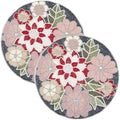 Beaded Placemats for Dining Table Flower Design Red Multi Set of 2- Measure 13 Inches Beaded Placemats Round for Gathering, Christmas, Thanksgiving - Occasional Decoration by byHomeDecorativeProduct
