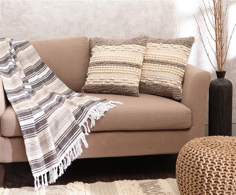 · REDEARTH · Boho Textured Handwoven Throw Pillow Cases - Boho Glam Taupe - Image 2