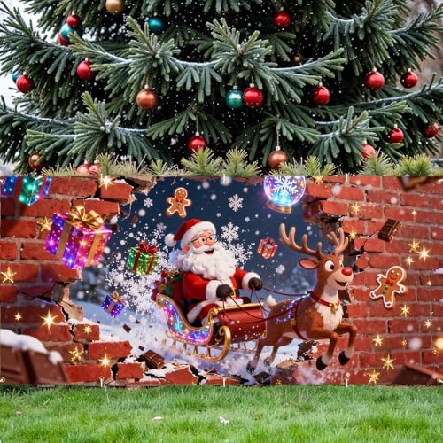 16x7Ft Christmas Garage Door Cover, Garage Door Christmas Decorations, Large Garage Door Xmas Cover, Xmas Banner Decorations for Party,Home,Outdoor,Indoor - Image 5