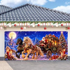 7x16FT Christmas Santa Claus Garage Door Cover Decorations Merry Christmas Garage Door Banner for Outdoor Indoor Christmas Decorations Party Photography Backdrop by ANNAQUEEN