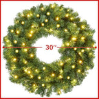 Casafield 30" Pre-Lit Fir Artificial Christmas Wreath Holiday Décor, 100 LED Lights, 350 PVC Tips for Front Door, Window, or Mantel - Image 5