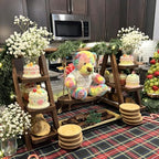 3 Tier Swing Wooden Cupcake Stand, Foldable Removable Serving Platter Tray - Image 7