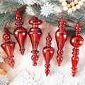 Mercury Glass Christmas Ornaments, Vintage Finial Decorations, Red, 6-Pc by OuMuaMua