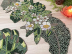 Enliven Floral Beaded Table Runner 13 x 36 Inch, Handmade Flower & Leaf Spring Table Runner, Green Botanical Centerpiece for Dining Table, Easter, Wedding, Garden Party & Home Decor - Image 3