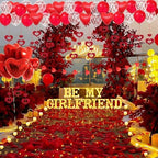 Be My Girlfriend Light Up Letters Proposal Decorations, 14Pcs 6.3" Letter Signs with 24Pcs Flameless Candles 2000Pcs Red Artificial Rose Petals 45Pcs Latex Balloons 10Pcs Heart Balloon Valentine's Day - Image 4