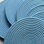 WAZAIGUR Round Placemats Set of 6 Thick Cotton Rope, 13inch, Light Blue - Image 3
