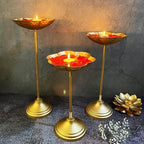 Tealight Holder Urli Bowl Stand | Set of 3 Decorative Urli Stands Christmas Center Piece for Home Decor | Ideal for Floating Diya/Candle for Diwali & Thanksgiving & All Festival - Image 4