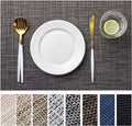 LEXMORE PlaceMats Set of 12 Vinyl/Plastic Woven Place Mats for Kitchen Table Indoor/Outdoor Washable PlaceMat Wipeable Dining Table Mats(Black/Brown) by lexmore