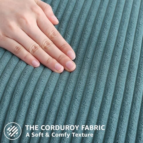 Mecatny Corduroy Decorative Throw Pillow Covers 22x22 Set of 2 Teal - Image 4