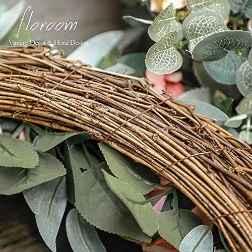 Floroom Floral Wreath, 20" Artificial Pink Peony Wreath for Front Door Decorations Wall Decor - Image 6