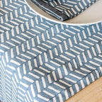 Over&Back 18x90 Hand-Blocked Printed Cotton Table Runner - Washable Table Runners for a Custom Home Decor Tablescape - Perfect for Coffee Table, Dinner Table, Living Room, and More - Blue Herringbone - Image 6