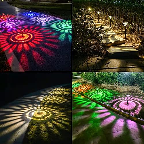 Nupostai 8 Pack Solar Pathway Lights, Multicolor & Warm White LED, IP67 Waterproof, Outdoor Garden Yard Lawn Landscape Decorative - Image 6