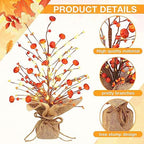 Ganeen 2 Pcs LED Fall Tree 18 Inch Tabletop Pumpkin Berry Decor - Image 4