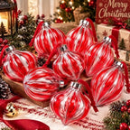 Civaner 9 Pcs Vintage Neutral Christmas Ball Ornaments, Red and Clear by Civaner