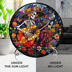 Mexican Skull Playing Guitar Stained Glass Suncatcher Window Hangings, Mexican Decor, Sugar Skull Gifts for Women 9.8" - Image 4