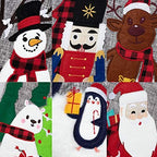 BHD BEAUTY Set of 5 Christmas Stockings Gray Burlap Buffalo Red Plaid Soft Faux Fur 20 Inches Lovely Embroidery Pattern for Family Decorations Hanging Ornament for Xmas Holiday Party - Image 3