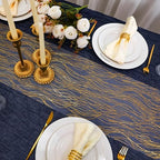 Snowkingdom 2pcs Gold Wave Table Runner, 11×108 Inch Golden Metallic Sparkle Lines Mesh Table Runners, Lightweight Gold Party Decorations for Mothers Day, Wedding, Birthday, Christmas, Party Dinner - Image 6