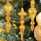 Mifoci 8 Pcs 6 Inch Mercury Glass Finial Christmas Ornaments,Gold - Image 6