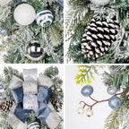 30" Christmas Teardrop Swag for Front Door Artificial Winter Swag Garland with Pine Cones, Berry Clusters, Blue Ball Ornaments and Ribbons for Thanksgiving Holiday Christmas Decoration - Image 3