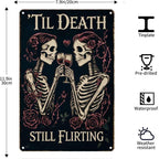Vintage Metal Tin Sign Halloween Skeleton Couple Roses Gothic Romance Wall Art for Bedroom Bar 12×16 Inches with Metal Frame - Image 7
